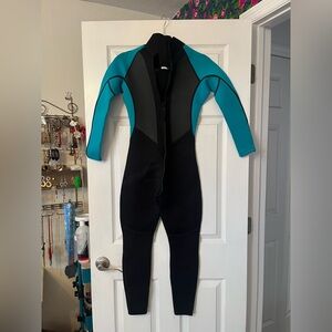 Teal and Black Full-Body Wetsuit
